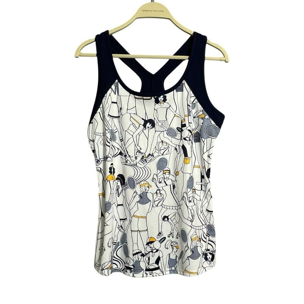 Perry Ellis Grand Slam Tennis Tank Top Racerback Women Size S/M Patterned Player